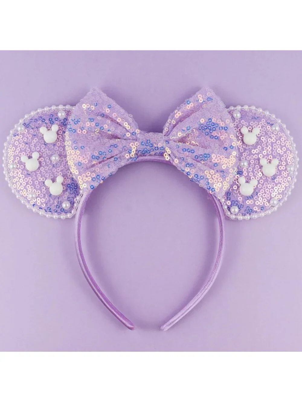 Women Purple Polyester Velvet Mickey Mouse Halloween Costume Headband